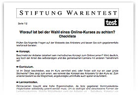 Stiftung Warentest � Checkliste f�r Online-Kurse